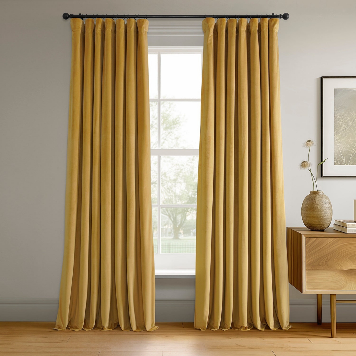 Half Price Drapes Fool's Gold Signature Velvet Blackout Curtain In Gold