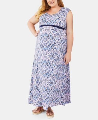 Jessica Simpson Maternity Plus Size Printed Maxi Dress - Macy's