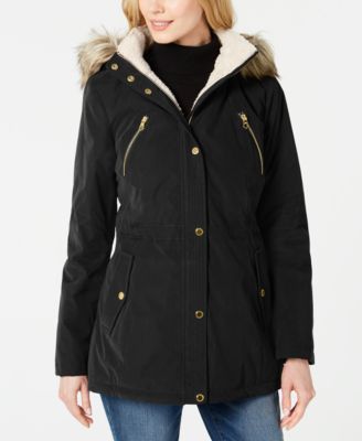 faux fur hooded anorak jacket