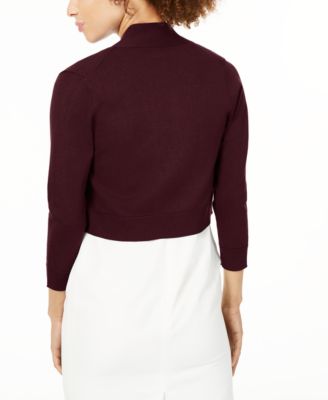 Women's Open-Front 3/4-Sleeve Knit Cropped Shrug