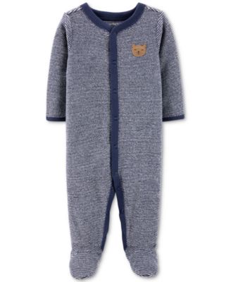 Carter's Baby Boys 1-Pc. Striped Terry Footed Pajamas - Macy's