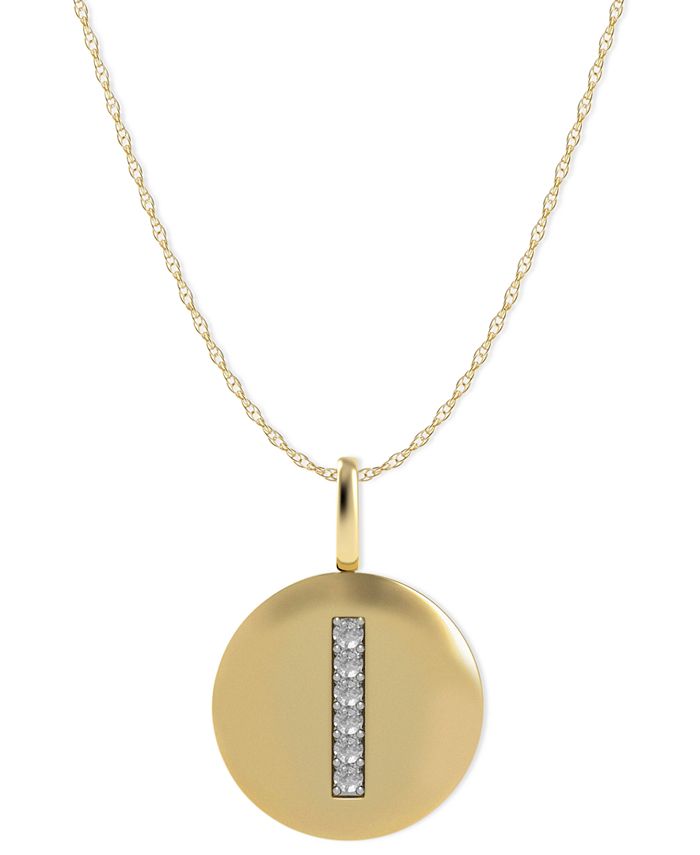 Macy's - 14k Gold Necklace, Diamond Accent Letter I Disk Pendant