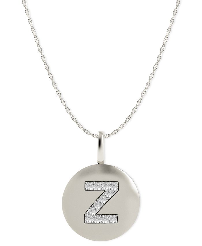 Macy's - 14k White Gold Necklace, Diamond Accent Letter Z Disk Pendant