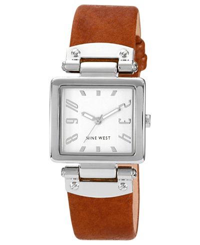 Nine West Women's Luggage Polyurethane Strap Watch 25x28mm NW-1339SVHY