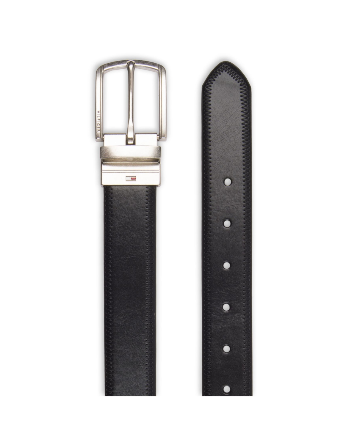 Shop Tommy Hilfiger Men's Two-in-one Reversible Dress Casual Belt In Black,tan