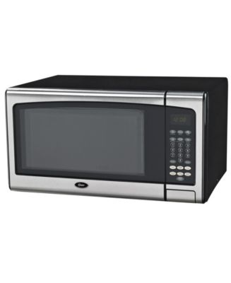 Oster Mid-Size 1.1-Cu. ft. 1000W Countertop Microwave Oven with Push-Button  Open, White 