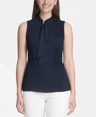 DKNY - Pleated Tie-Neck Top