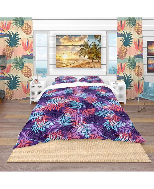 Design Art Designart Tropical Palm Leaves Pattern Tropical Duvet