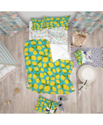 Design Art Designart Lemon Pattern Tropical Kids Duvet Cover Set