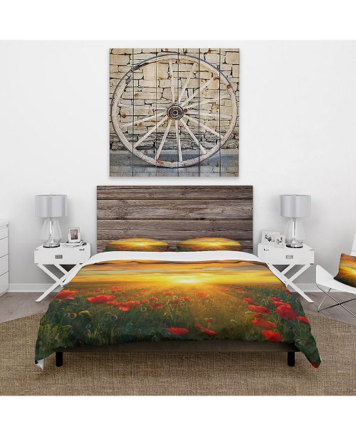 Design Art Designart Bright New Day Over Poppy Fields Cabin And