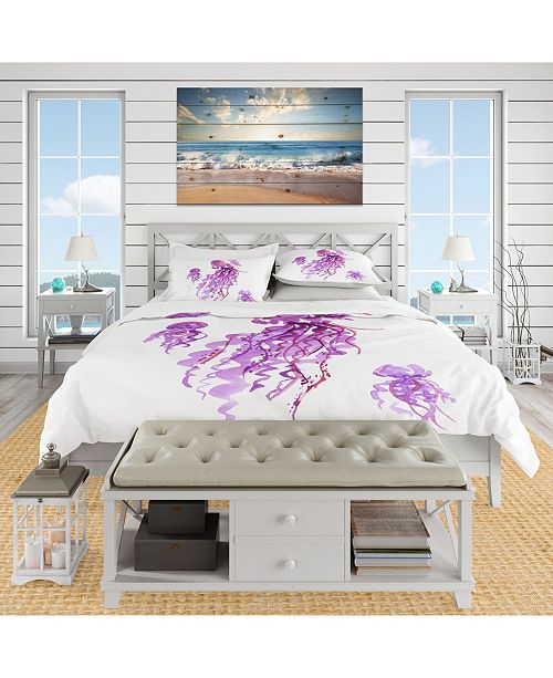 Design Art Designart Purple Jellyfish Watercolor Nautical And