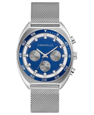 Caravelle Men's Chronograph Stainless Steel Mesh Bracelet Watch 40mm Box Set
