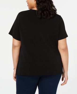 INC International Concepts INC Plus Size Lace-Up Top, Created for Macy's 