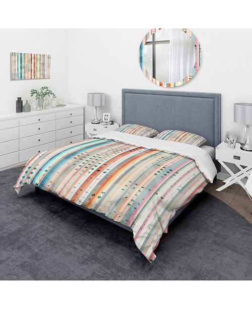 Design Art Designart Grunge Line Mid Century Modern Duvet Cover