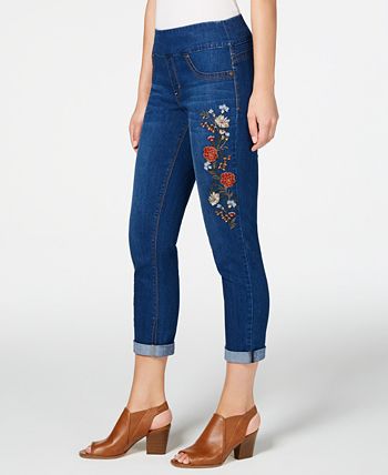 Into The Wildflowers Wide-Leg Embroidered Jeans
