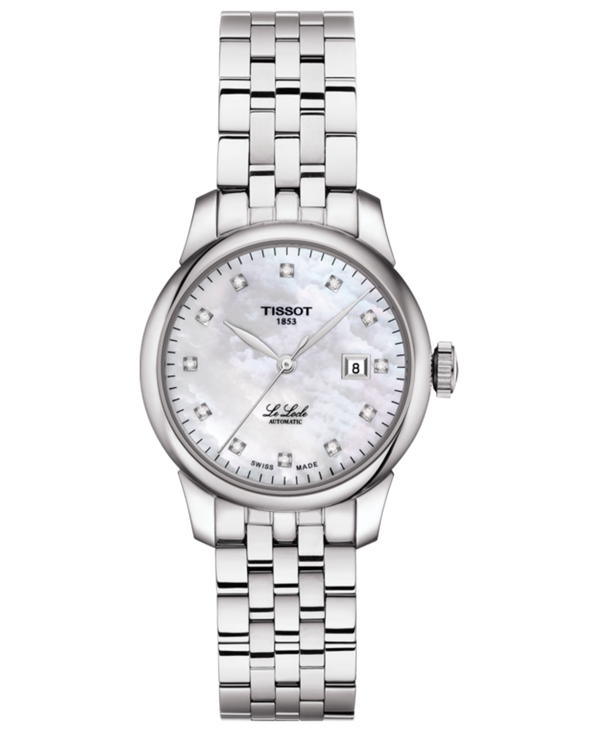 Tissot Women's Swiss Automatic Le Locle Diamond-accent Stainless Steel Bracelet Watch 29mm In Silver
