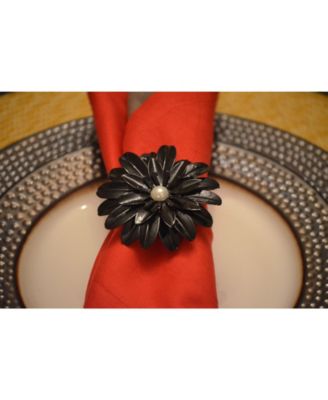 Black Pearl Flower Napkin Ring