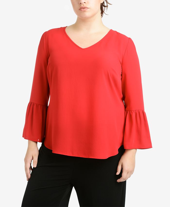 NY Collection Plus Size Bell-Sleeve Top & Reviews - Tops - Plus Sizes ...