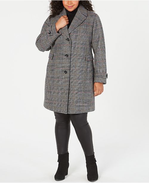 Vince Camuto Plus Size Single Breasted Plaid Coat Reviews