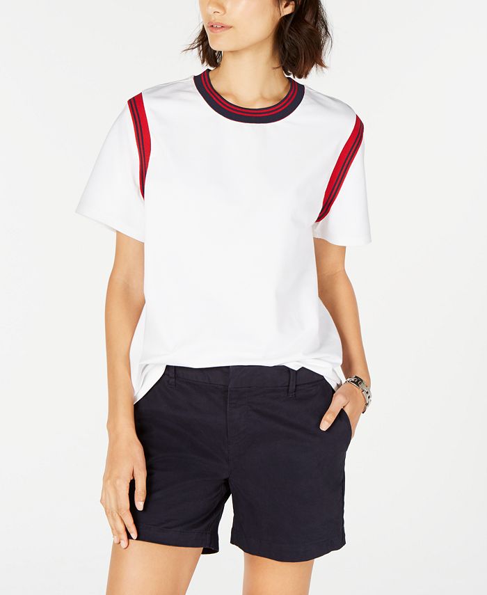 Tommy Hilfiger Contrast Trim T-Shirt, Created for Macy's - Macy's