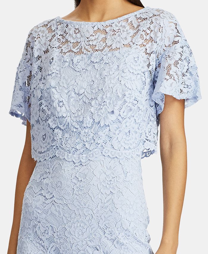 American Living Scalloped-Overlay Floral-Lace Dress - Macy's