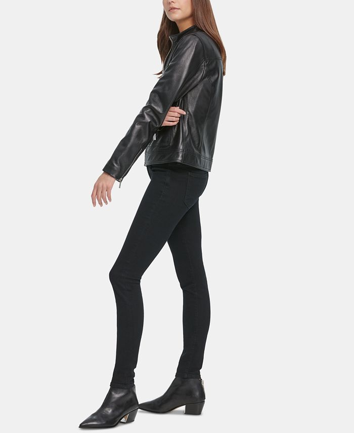 DKNY Zip Front Leather Jacket Macy's