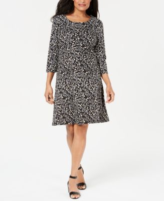Karen Scott Plus Size 3/4-Sleeve Floral-Print Dress, Created for Macy's ...