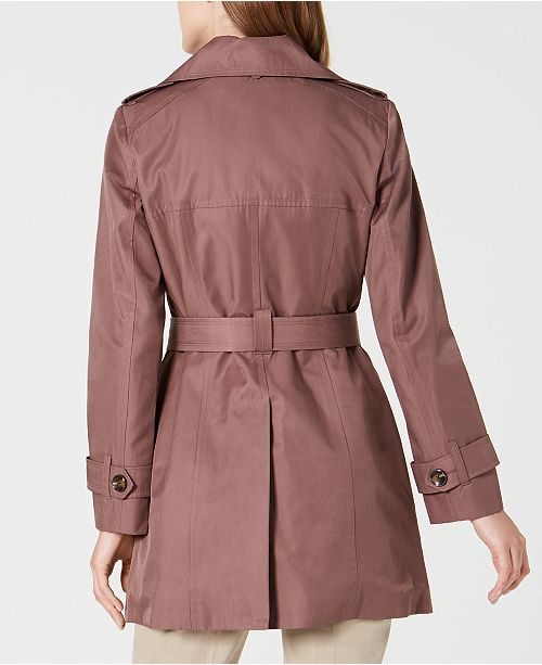 London Fog Petite Belted Hooded Trench Coat, Created for Macy's ...