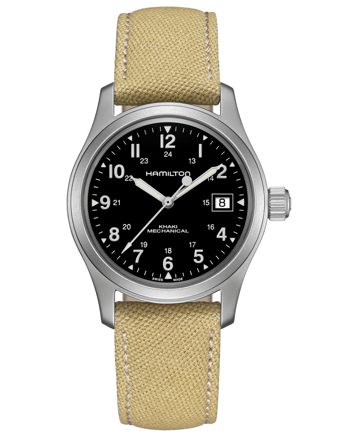Unisex Swiss Mechanical Khaki Field Khaki Canvas Strap Watch 38mm - Beige