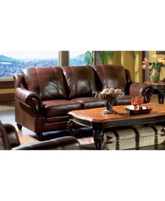 Furniture - Princeton Rolled Arm Sofa Burgundy