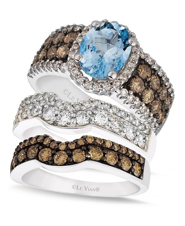 Le Vian Diamond and Aquamarine Stackable Rings in 14k White Gold & Reviews Rings Jewelry