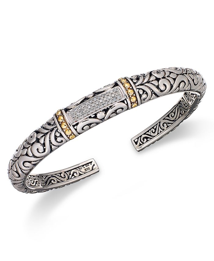 EFFY Collection - Diamond Swirl Bangle (1/6 ct. t.w.)  in 18k Gold and Sterling Silver