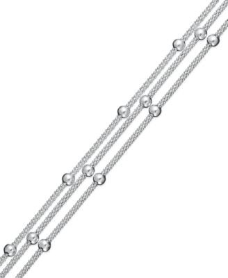 Giani Bernini - Sterling Silver Bracelet, Station Bead 3-Chain Bracelet