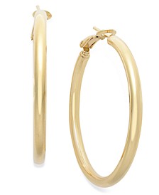 Medium 18k Gold over Sterling Silver Clutchless Hoop Earrings, 1.5"
