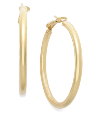 image of Giani Bernini Medium 18k Gold over Sterling Silver Clutchless Hoop Earrings, 1.5