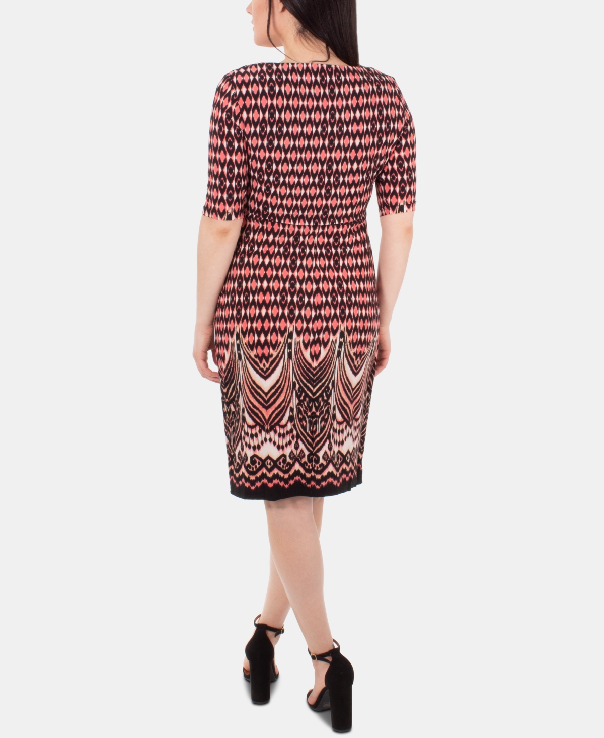 Ny Collection Printed Draped Shift Dress In Coral Diamondarch