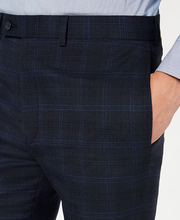 Calvin Klein Men's X SlimFit Stretch Navy Plaid Suit Separate Pants