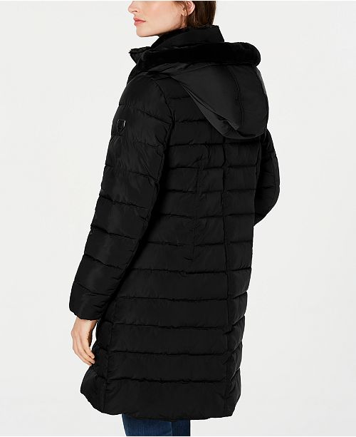 Vince Camuto Faux Fur Trim Hooded Puffer Coat Created For Macy S Reviews Coats Women Macy S