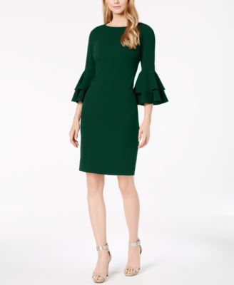 calvin klein green bell sleeve dress