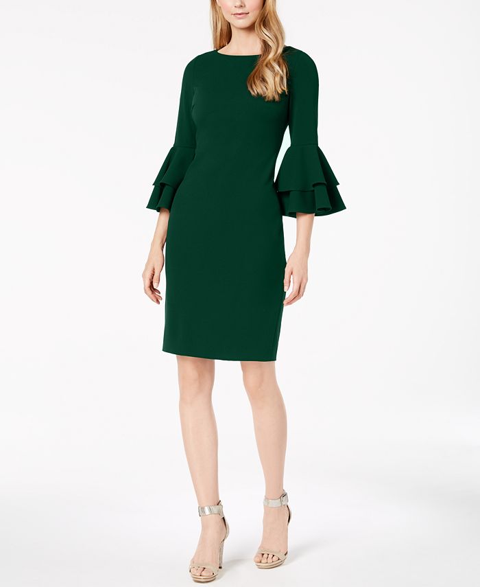 Calvin Klein Tiered-Bell-Sleeve Sheath Dress - Macy's