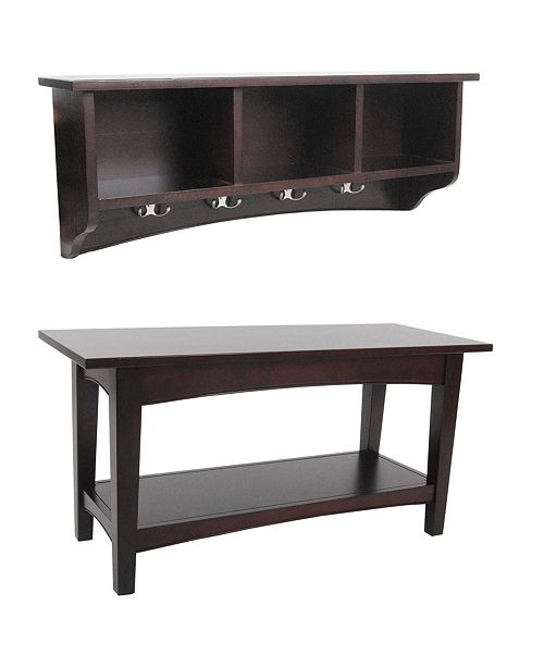 Alaterre Furniture Shaker Cottage Storage Coat Hook With Bench Set