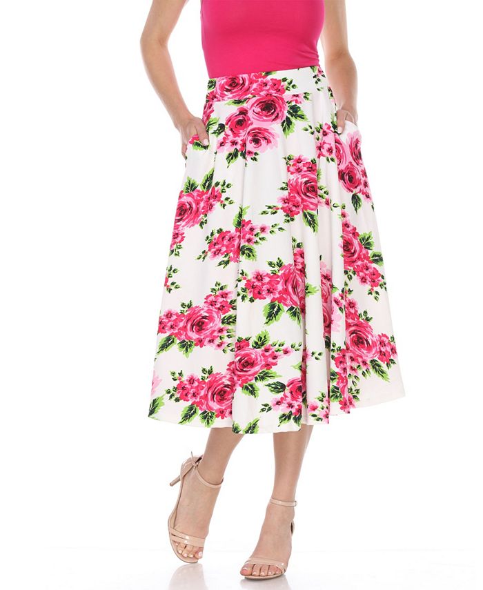 White Mark Floral Flared Midi Skirt - Macy's