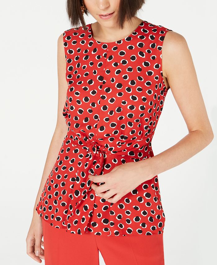 Bar III Printed Tie-Front Blouse, Created for Macy's - Macy's