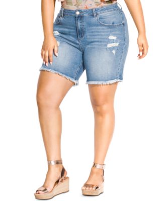 plus size distressed shorts