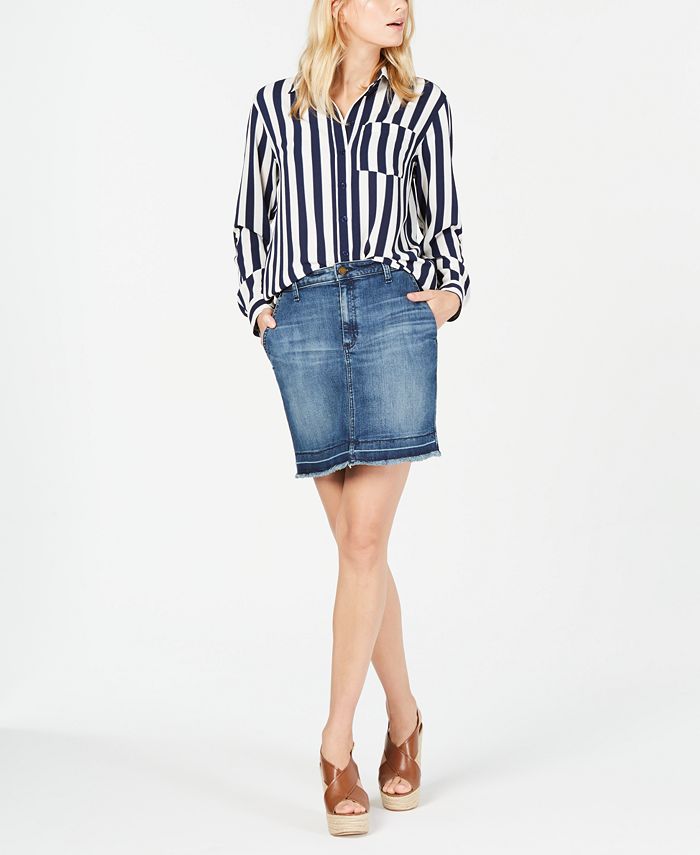 Michael Kors Striped Shirt & Denim Skirt & Reviews - Women's Brands - Women  - Macy's