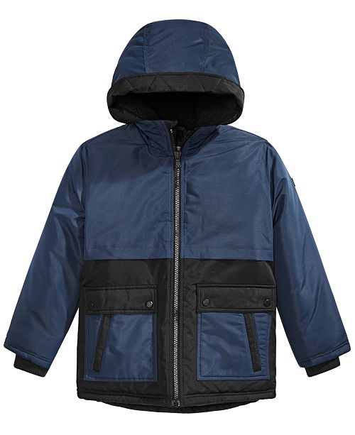 Michael Kors Toddler Boys Hooded Snorkel Jacket With Faux Fur