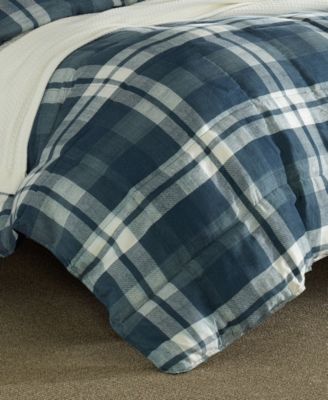 Crossview Plaid Microsuede 3 Piece Comforter Set, Full/Queen
