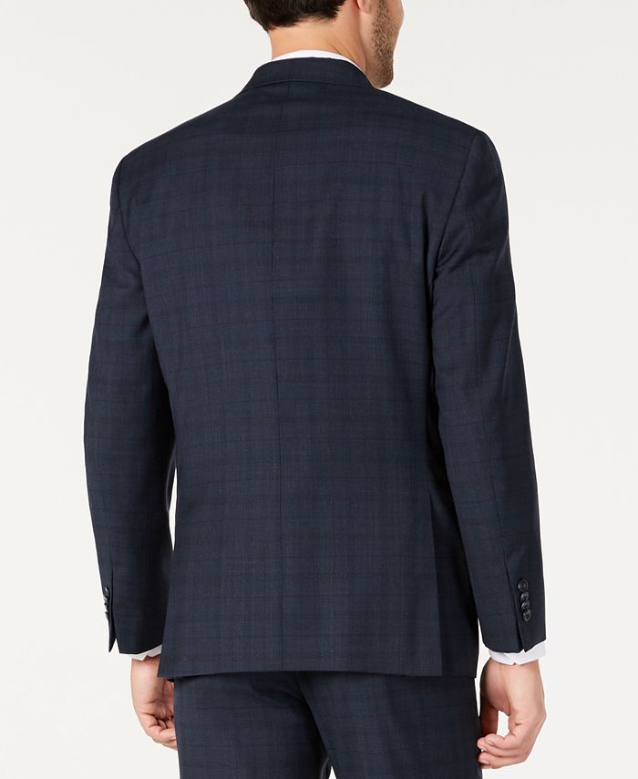 Michael Kors Men's Classic-Fit Airsoft Stretch Teal Plaid Suit Separate ...