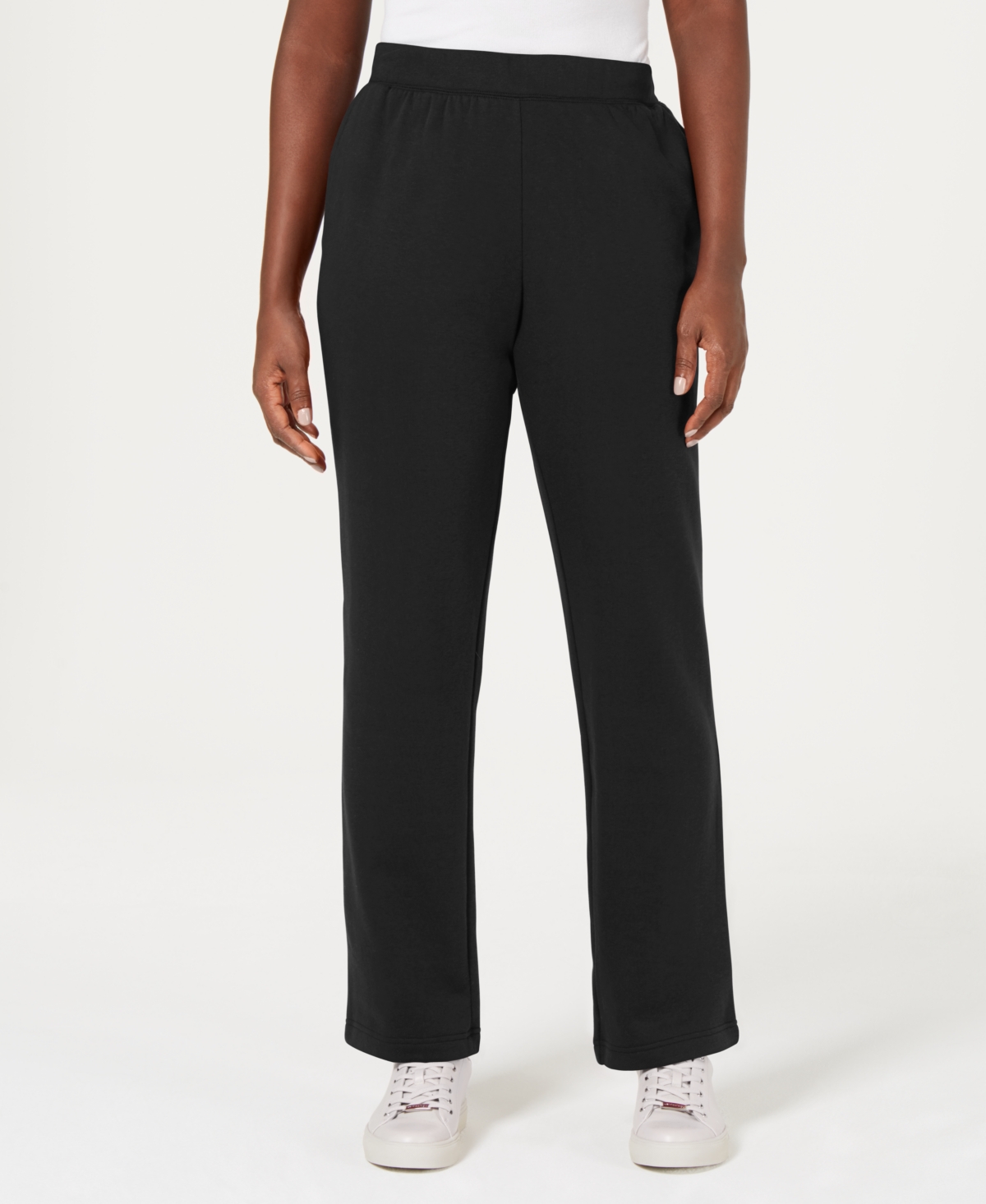 Karen Scott Sport Fleece Pull-on Pants, Created For Macy's In Deep Black