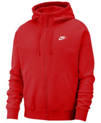 red nike fleece zip up hoodie 